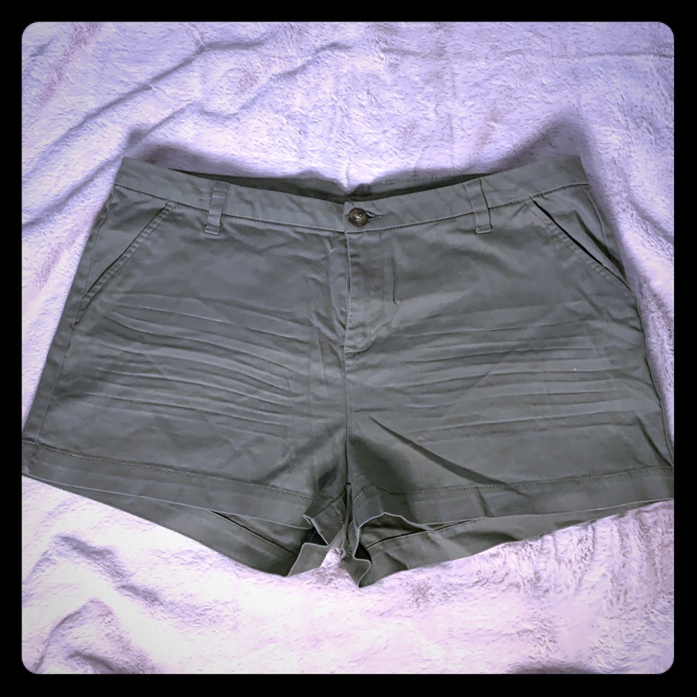 Olive green chino short shorts